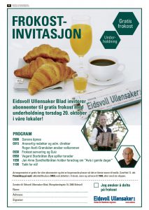 FROKOST: Eidsvoll Ullensaker Blad spanderte frokost på abonnenter.